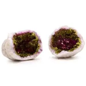 Calcit geode lilla og guld