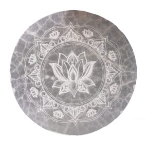 Selenit rensningsplade med lotus mandala