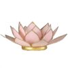 Lotus fyrfadsholder pink med guldkant
