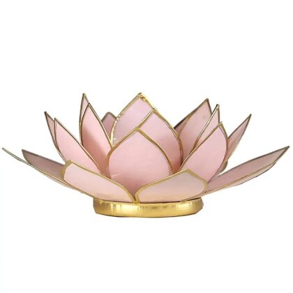 Lotus fyrfadsholder pink med guldkant
