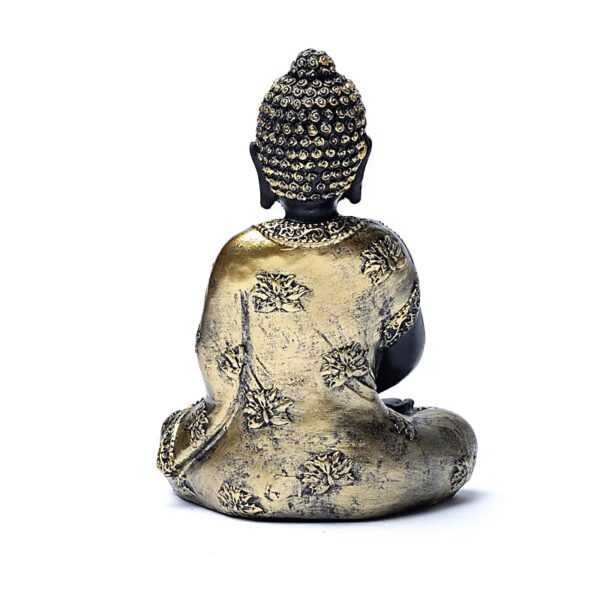 Meditations Buddha antik finish med lotusmønster