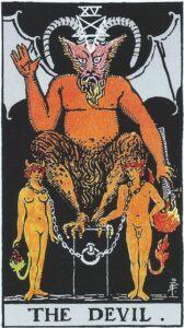 Djævelen tarotkort (XV) – symbol på tilknytning, illusion og skyggearbejde