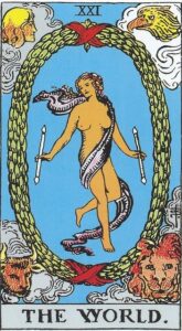 Verden tarotkort (XXI) – symbol på fuldførelse, balance og spirituel helhed