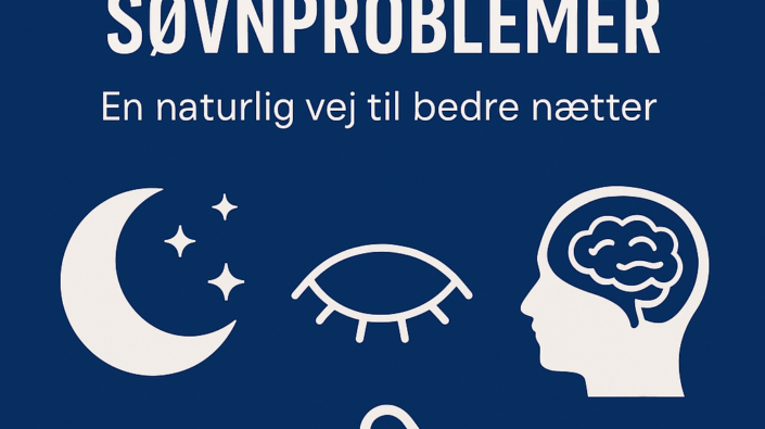 Digitalt blogbanner med rolig stemning og symbolik for hypnose mod søvnproblemer – en naturlig vej til bedre søvn