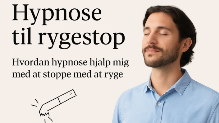 Digitalt designet blogbillede med tekst og visuelle symboler for hypnose til rygestop – et liv uden cigaretter