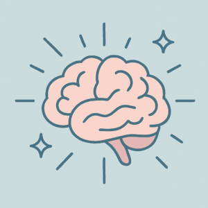 Illustration af rolig hjerne – symbol på mental balance og indre fokus under hypnose mod præstationsangst